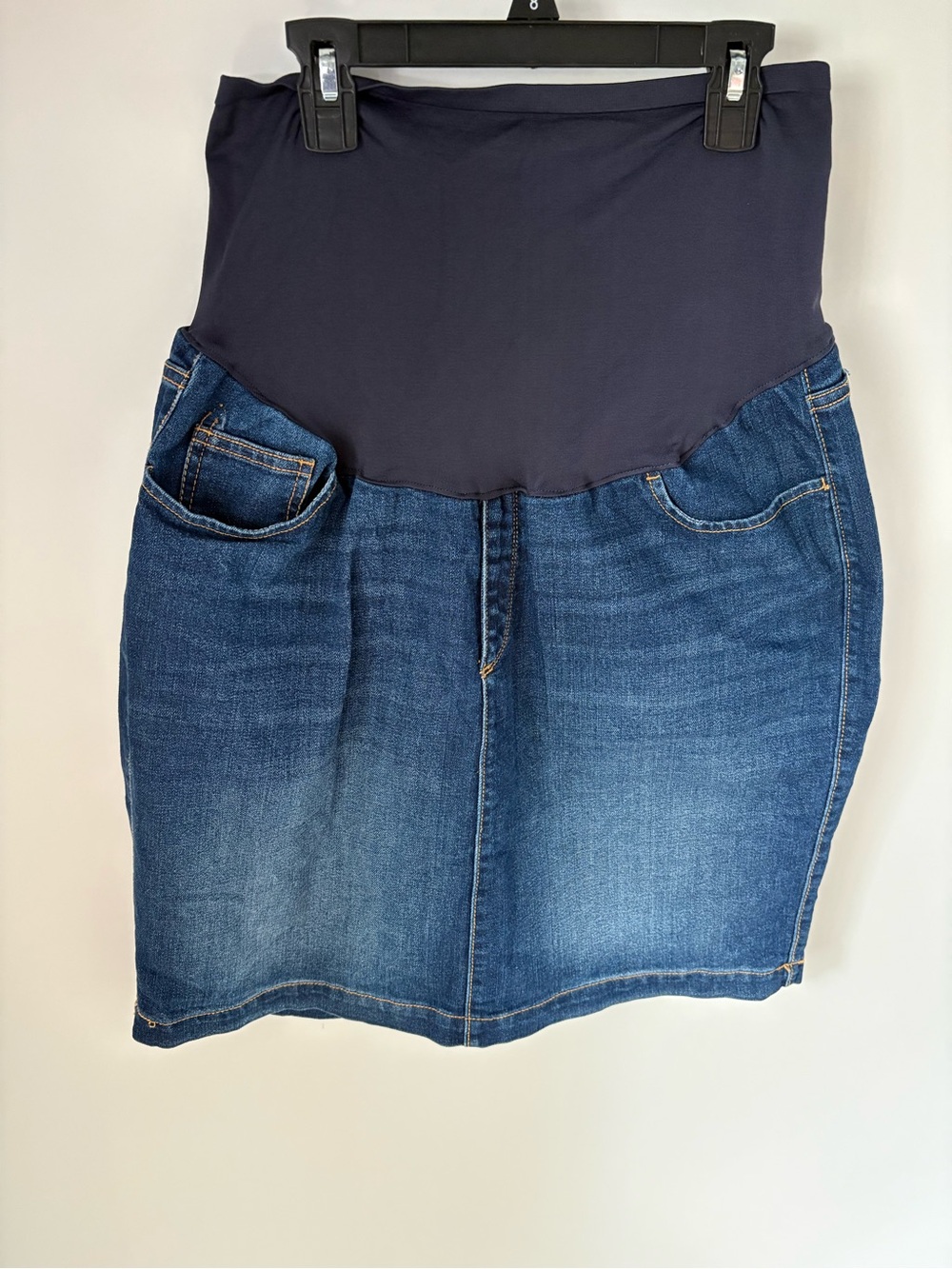 Old Navy Navy-Top Blue Denim Maternity Pencil Skirt